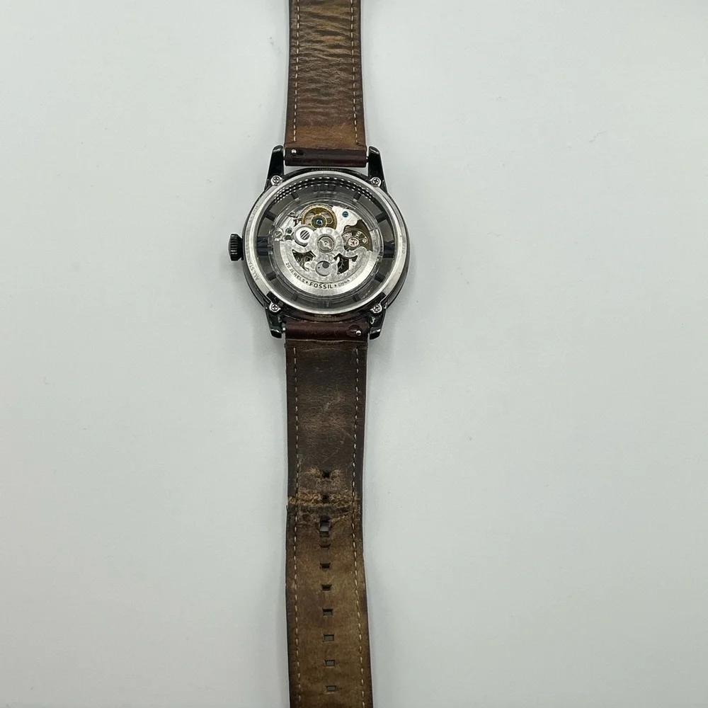 Fossil mens Automatic Townsman Dark Brown Leather Strap Watch 564